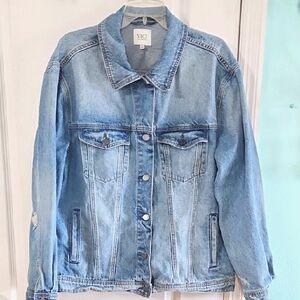 Vici Semi Distressed Mens Jeans Jacket Classic Denim Style SzS